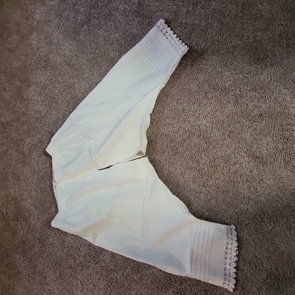 Vtg Cotton Pantaloons Pettipant Knickers Bloomers Split Leg  Heavy Lace Trim S/M